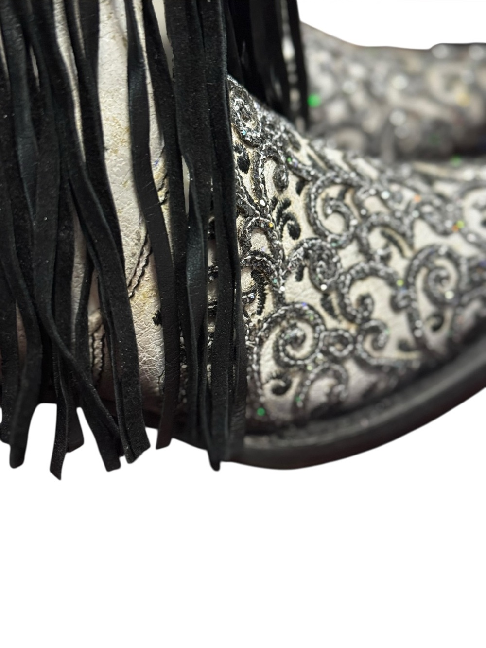 Corral Lamb Overlay Embroidery Fringe Boots Sz 7.5M NWT - Picture 12 of 16